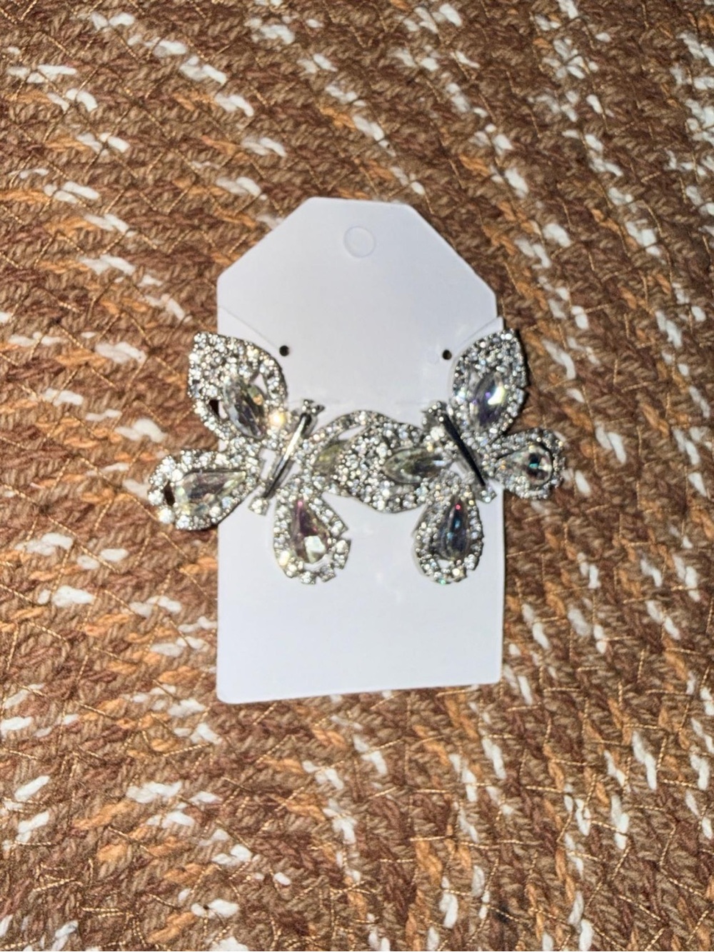 Sparkling Silver Butterfly Crystal Earrings